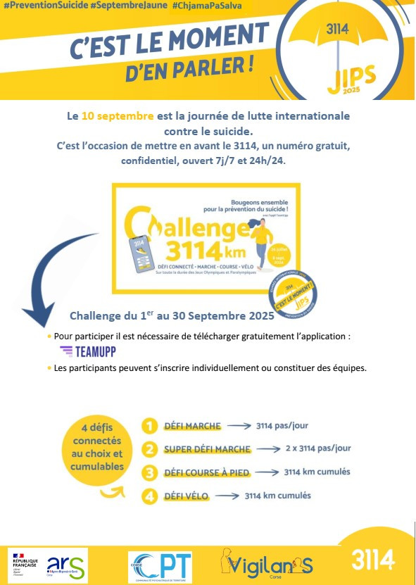 Septembre Jaune - Challenge 3114 km - Prévention Suicide